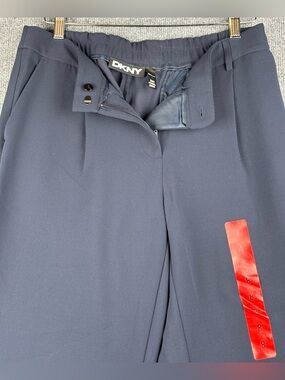 DKNY Women's Stretch High Rise Wide Leg Pant, navy blue size 8